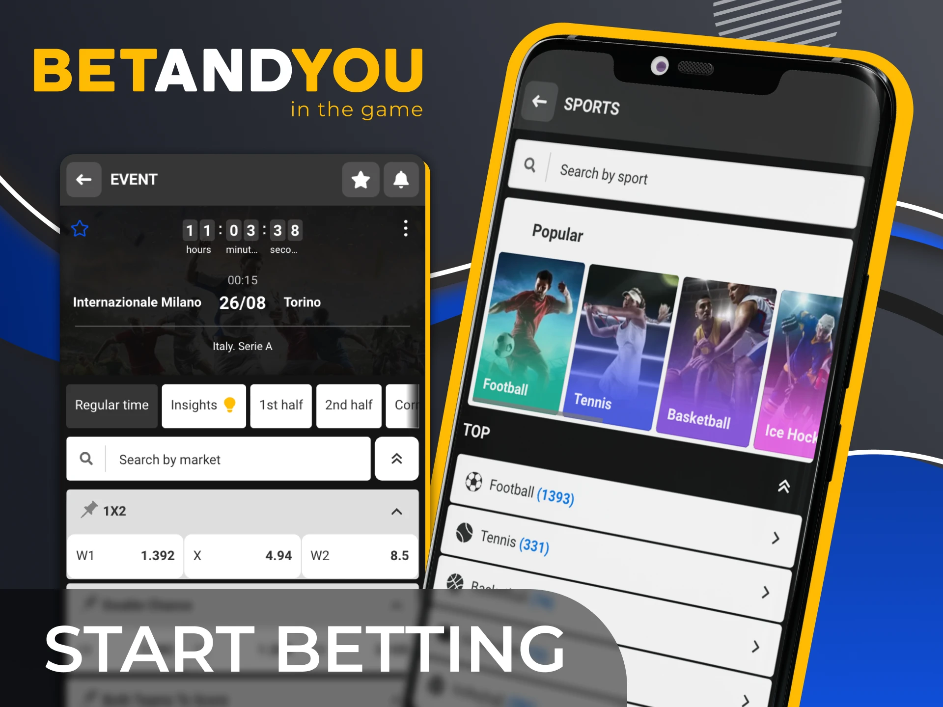Choose your favorite sport and a preferred event to place a bet.