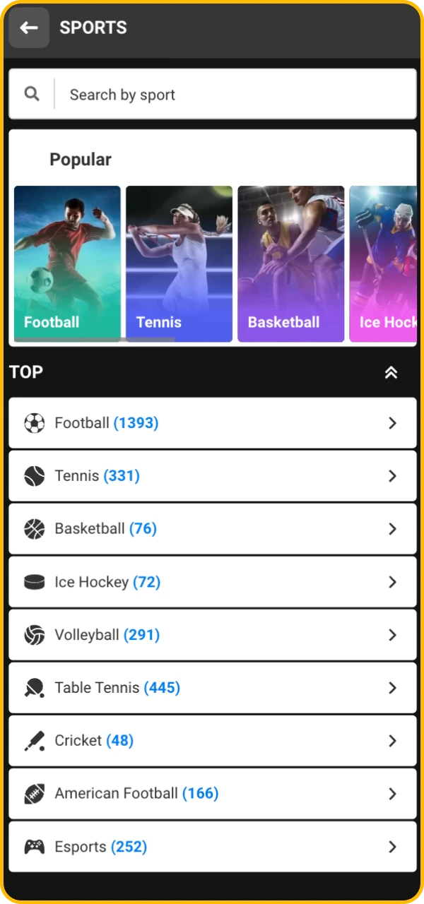 Pick your preferred sports event.