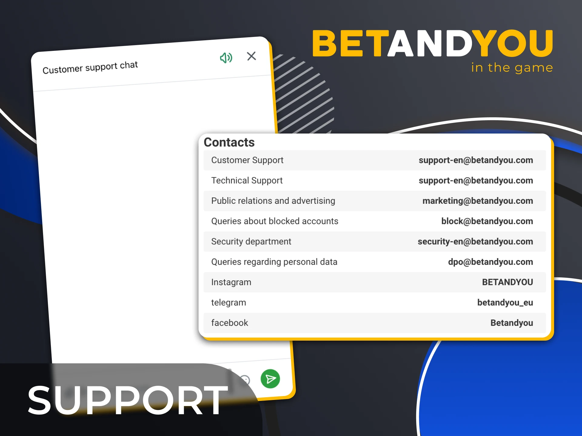 BetAndYou support team is there for you 24/7.