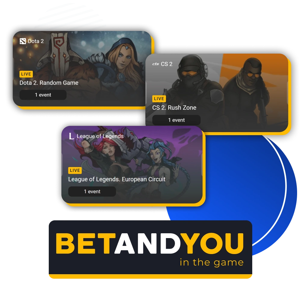 Bet on all major Esports tournaments on the official BetAndYou website.