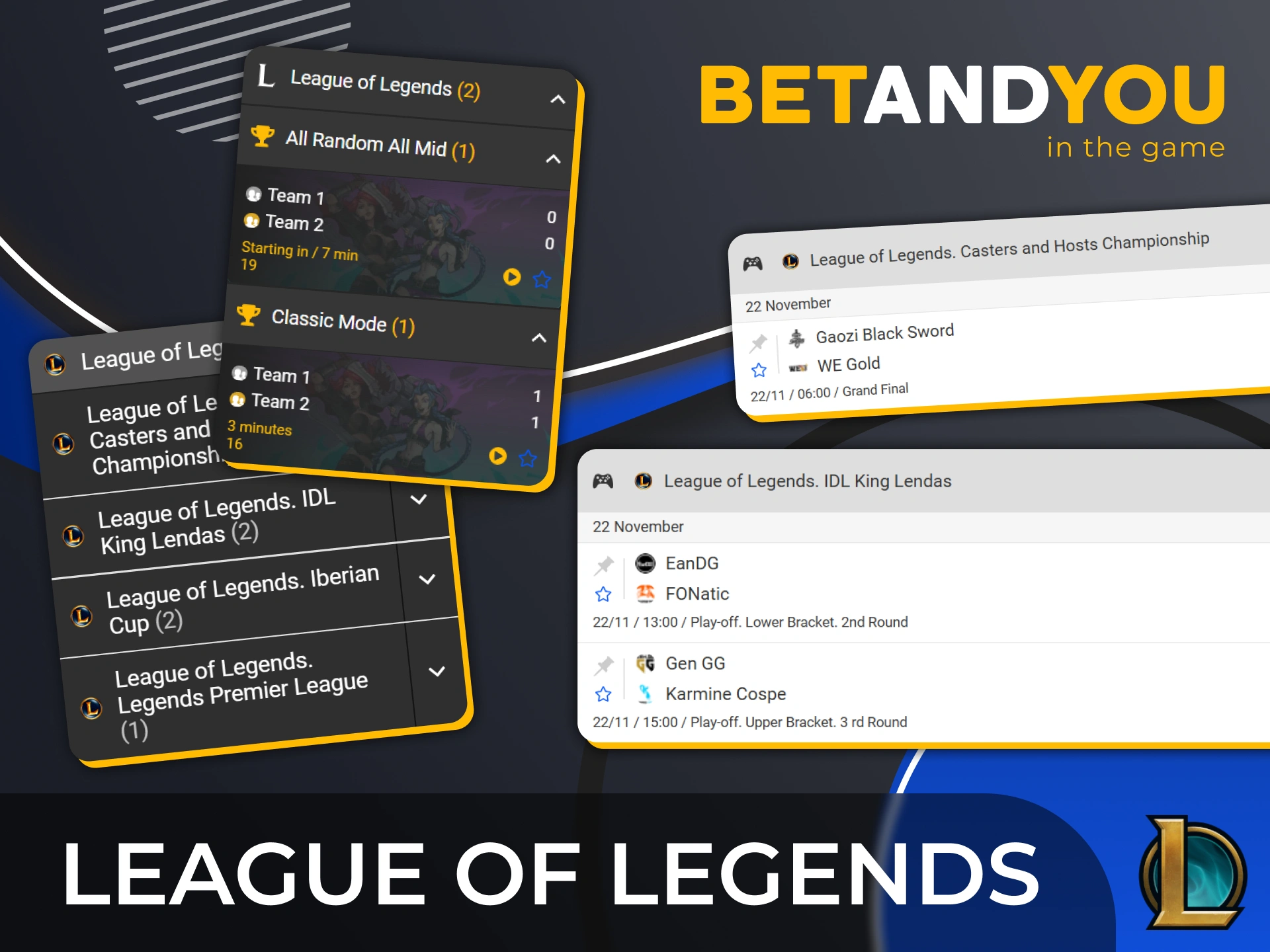 Predict the winners of League of Legends matches at BetAndYou.