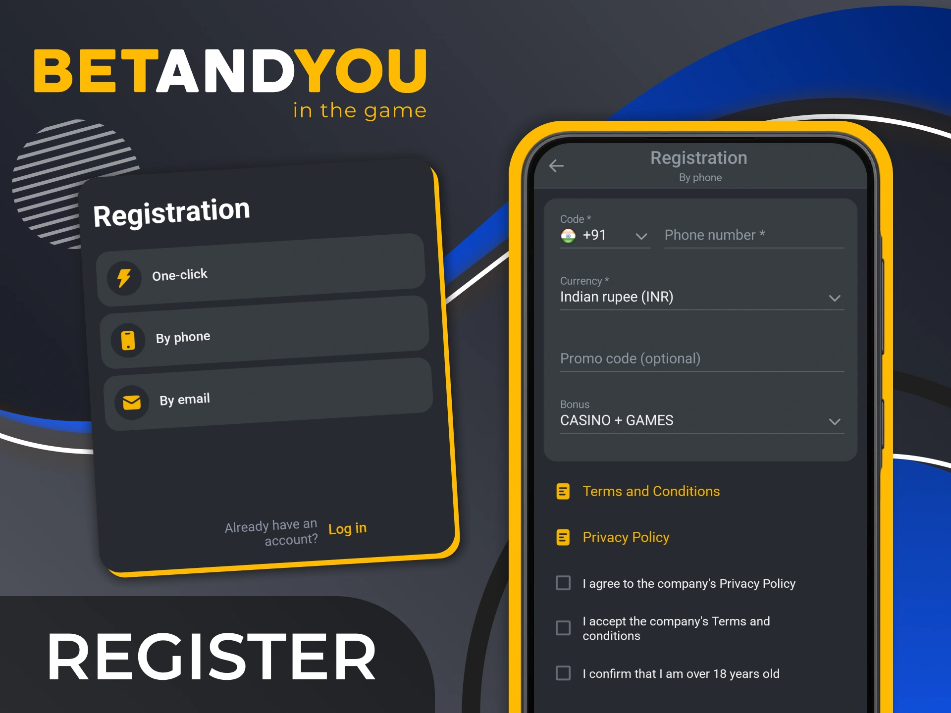 You can easily register via the mobile phone.