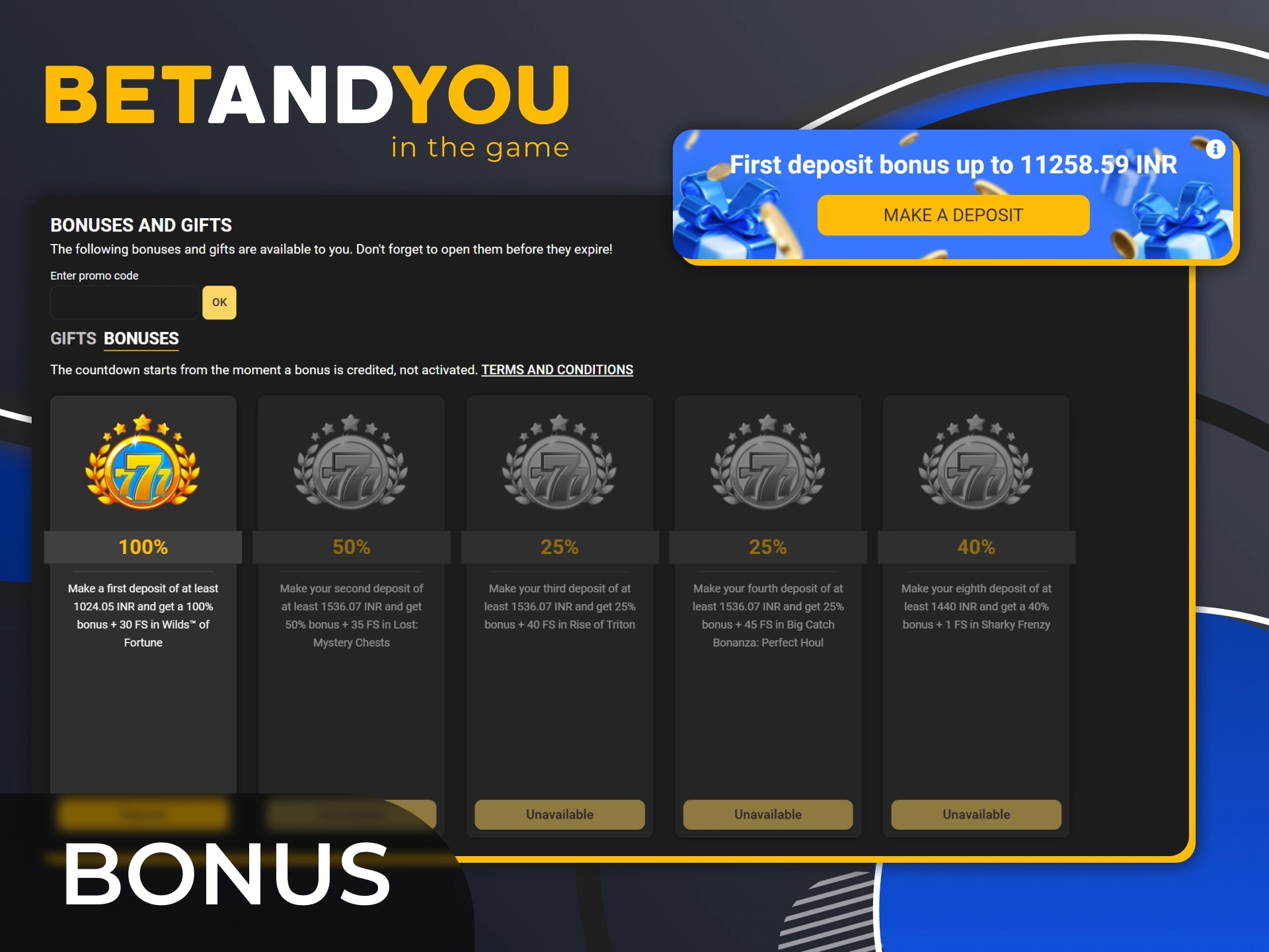 Get the great welcome bonus of +100%.