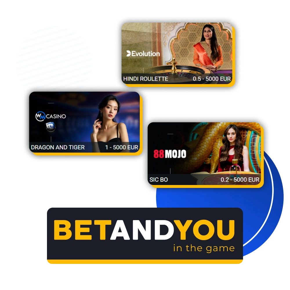 Play the best live dealer table games at BetAndYou today.