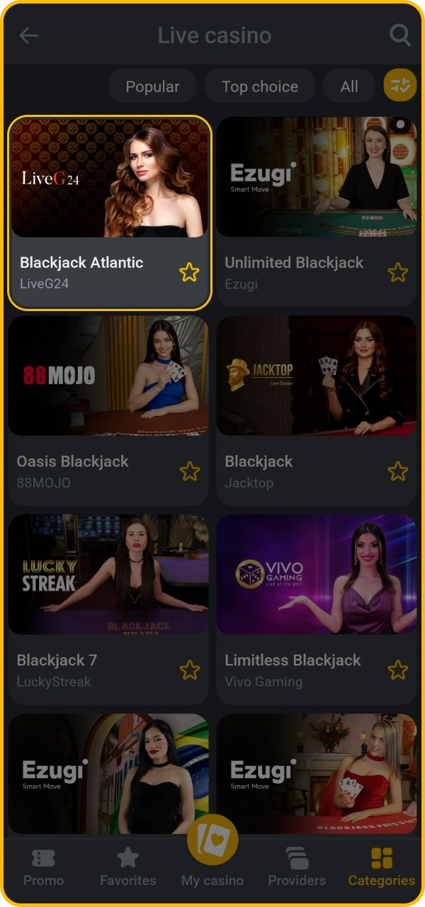 Pick your favorite table game and start playing with BetAndYou.