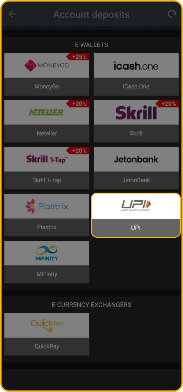 Fund your BetAndYou account with many simple payment methods.