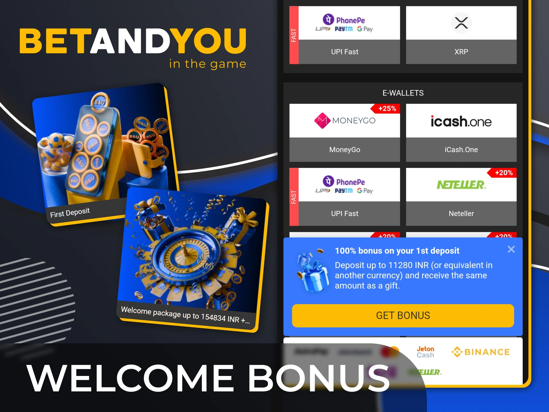 Claim your generous welcome bonus for betting upon joining BetAndYou.